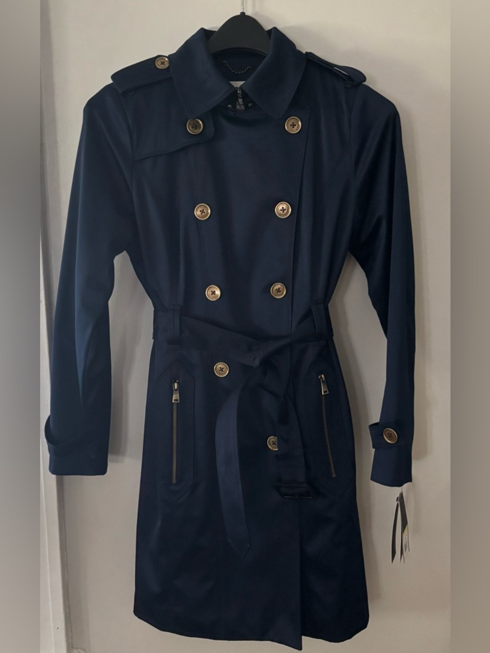 London Fog Navy Heritage Trench Coat. Women’s M NWT Nordstrom Lined Gold Buttons